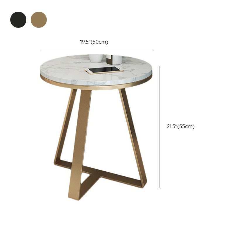 Runder Marmor Endtisch Set Glam Dia 19.7-in Sofa Seitenakzentisch