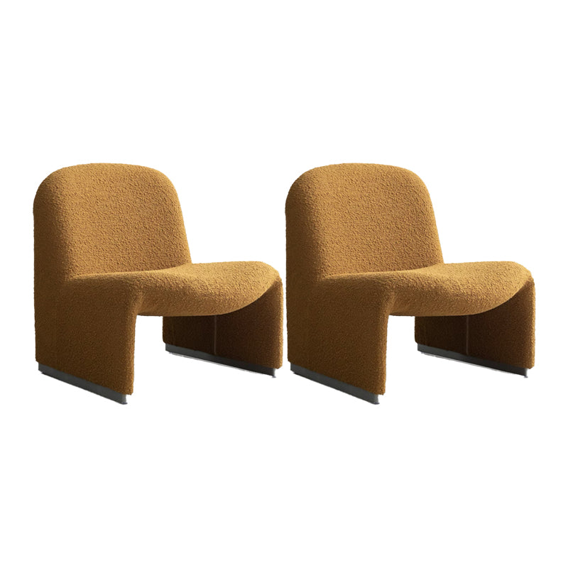 Mid-century Modern Side Chair Armless Fixed Back Accent Armchair for Bedroom Dark Yellow Wool Blend 2 Piece Set Clearhalo 'Accent Chairs' 'accent_chairs' 'Chairs & Seating' 'furn' 'furn_accent_chairs' 'Furniture' 'Living Room Furniture' 6524080