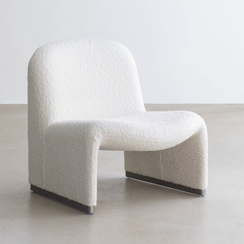 Mid-century Modern Side Chair Armless Fixed Back Accent Armchair for Bedroom White Wool Blend 1 Piece Clearhalo 'Accent Chairs' 'accent_chairs' 'Chairs & Seating' 'furn' 'furn_accent_chairs' 'Furniture' 'Living Room Furniture' 6524081