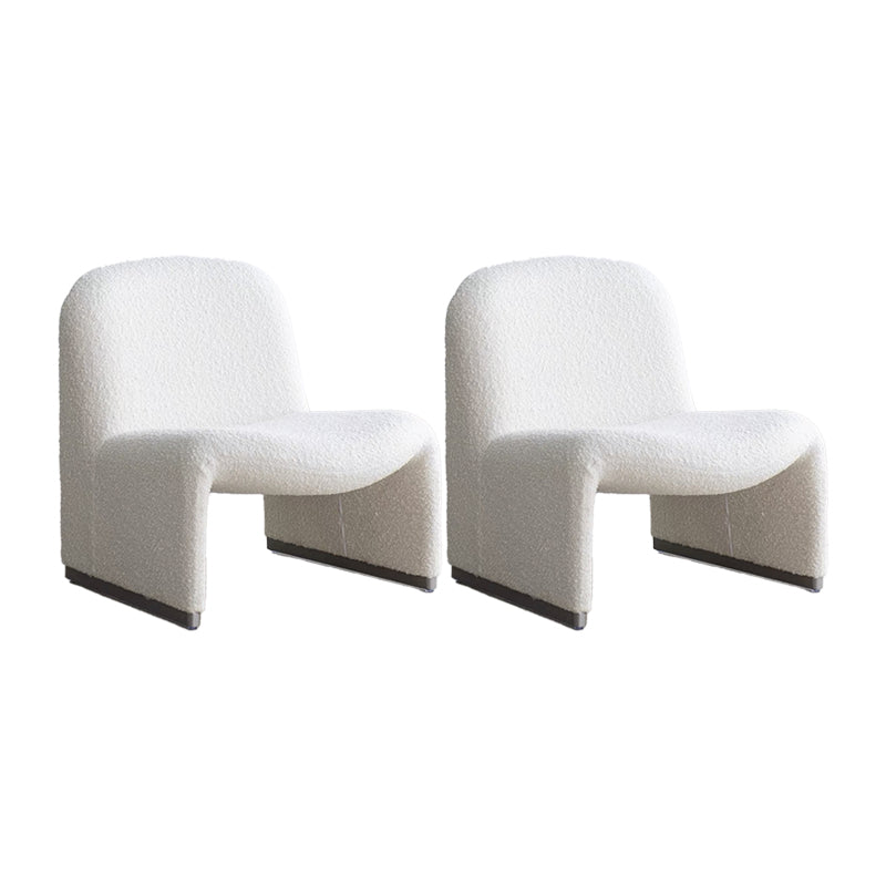 Mid-century Modern Side Chair Armless Fixed Back Accent Armchair for Bedroom White Wool Blend 2 Piece Set Clearhalo 'Accent Chairs' 'accent_chairs' 'Chairs & Seating' 'furn' 'furn_accent_chairs' 'Furniture' 'Living Room Furniture' 6524084