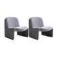 Mid-century Modern Side Chair Armless Fixed Back Accent Armchair for Bedroom Grey Cotton and Linen 2 Piece Set Clearhalo 'Accent Chairs' 'accent_chairs' 'Chairs & Seating' 'furn' 'furn_accent_chairs' 'Furniture' 'Living Room Furniture' 6524087