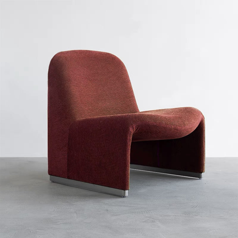 Mid-century Modern Side Chair Armless Fixed Back Accent Armchair for Bedroom Red Cotton and Linen 1 Piece Clearhalo 'Accent Chairs' 'accent_chairs' 'Chairs & Seating' 'furn' 'furn_accent_chairs' 'Furniture' 'Living Room Furniture' 6524090