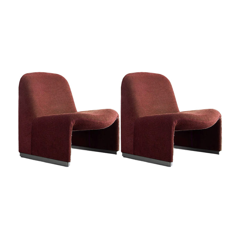 Mid-century Modern Side Chair Armless Fixed Back Accent Armchair for Bedroom Red Cotton and Linen 2 Piece Set Clearhalo 'Accent Chairs' 'accent_chairs' 'Chairs & Seating' 'furn' 'furn_accent_chairs' 'Furniture' 'Living Room Furniture' 6524092