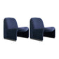 Mid-century Modern Side Chair Armless Fixed Back Accent Armchair for Bedroom Blue Cotton and Linen 2 Piece Set Clearhalo 'Accent Chairs' 'accent_chairs' 'Chairs & Seating' 'furn' 'furn_accent_chairs' 'Furniture' 'Living Room Furniture' 6524095