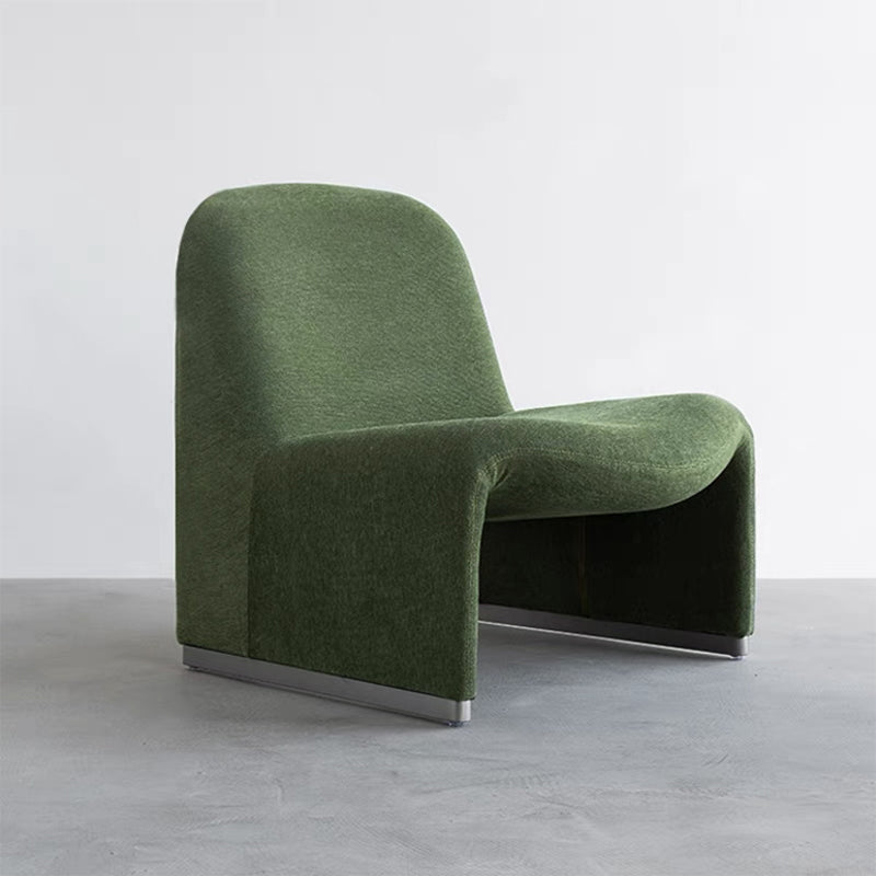Mid-century Modern Side Chair Armless Fixed Back Accent Armchair for Bedroom Green Cotton and Linen 1 Piece Clearhalo 'Accent Chairs' 'accent_chairs' 'Chairs & Seating' 'furn' 'furn_accent_chairs' 'Furniture' 'Living Room Furniture' 6524096