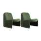 Mid-century Modern Side Chair Armless Fixed Back Accent Armchair for Bedroom Green Cotton and Linen 2 Piece Set Clearhalo 'Accent Chairs' 'accent_chairs' 'Chairs & Seating' 'furn' 'furn_accent_chairs' 'Furniture' 'Living Room Furniture' 6524097