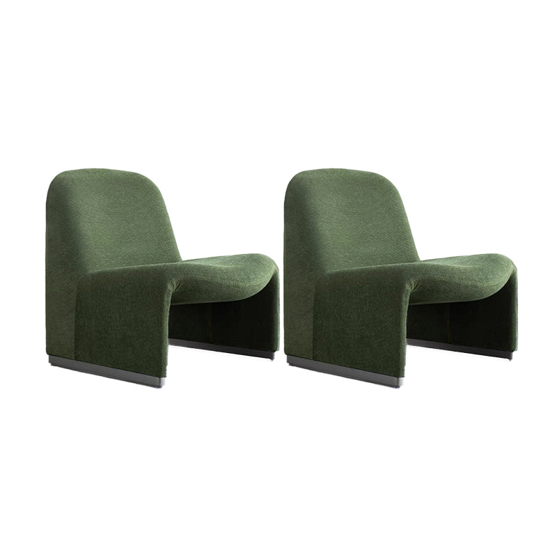 Mid-century Modern Side Chair Armless Fixed Back Accent Armchair for Bedroom Green Cotton and Linen 2 Piece Set Clearhalo 'Accent Chairs' 'accent_chairs' 'Chairs & Seating' 'furn' 'furn_accent_chairs' 'Furniture' 'Living Room Furniture' 6524097