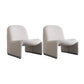 Mid-century Modern Side Chair Armless Fixed Back Accent Armchair for Bedroom Off-White Cotton and Linen 2 Piece Set Clearhalo 'Accent Chairs' 'accent_chairs' 'Chairs & Seating' 'furn' 'furn_accent_chairs' 'Furniture' 'Living Room Furniture' 6524099