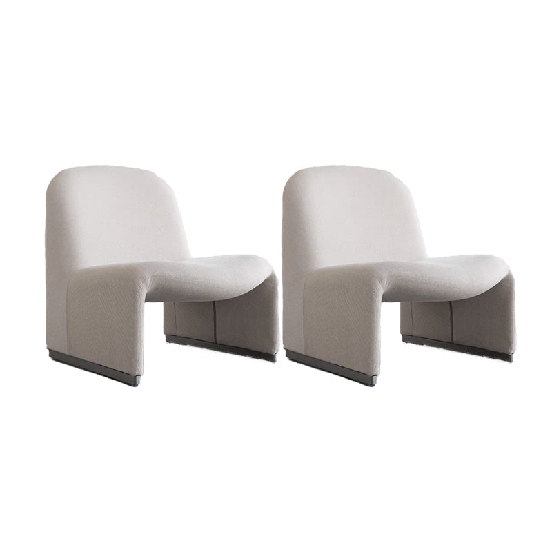 Mid-century Modern Side Chair Armless Fixed Back Accent Armchair for Bedroom Off-White Cotton and Linen 2 Piece Set Clearhalo 'Accent Chairs' 'accent_chairs' 'Chairs & Seating' 'furn' 'furn_accent_chairs' 'Furniture' 'Living Room Furniture' 6524099