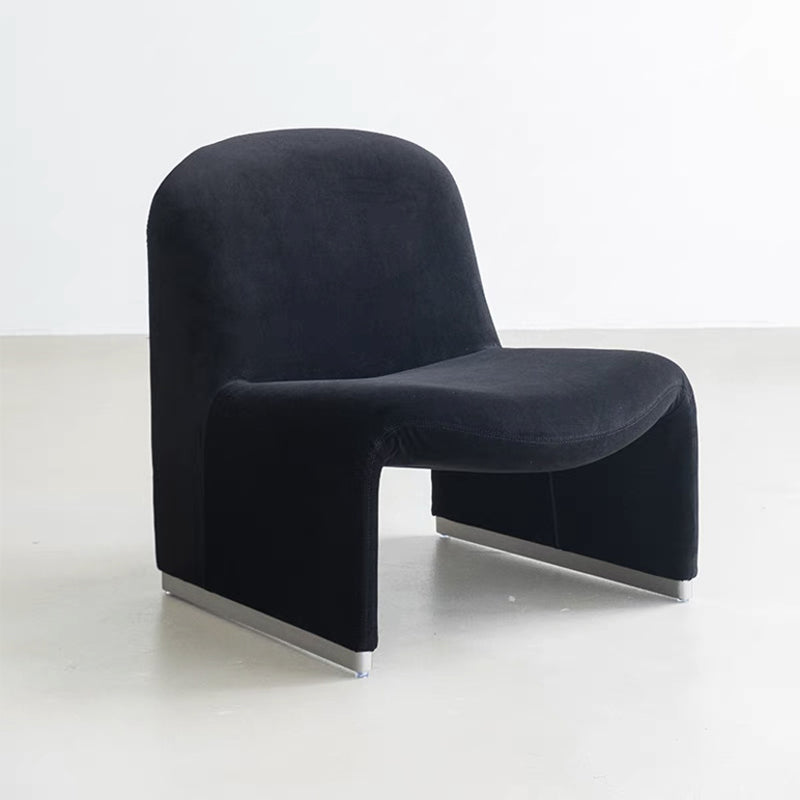 Mid-century Modern Side Chair Armless Fixed Back Accent Armchair for Bedroom Black Flannel 1 Piece Clearhalo 'Accent Chairs' 'accent_chairs' 'Chairs & Seating' 'furn' 'furn_accent_chairs' 'Furniture' 'Living Room Furniture' 6524100