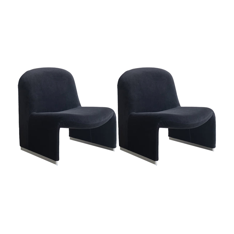 Mid-century Modern Side Chair Armless Fixed Back Accent Armchair for Bedroom Black Flannel 2 Piece Set Clearhalo 'Accent Chairs' 'accent_chairs' 'Chairs & Seating' 'furn' 'furn_accent_chairs' 'Furniture' 'Living Room Furniture' 6524101
