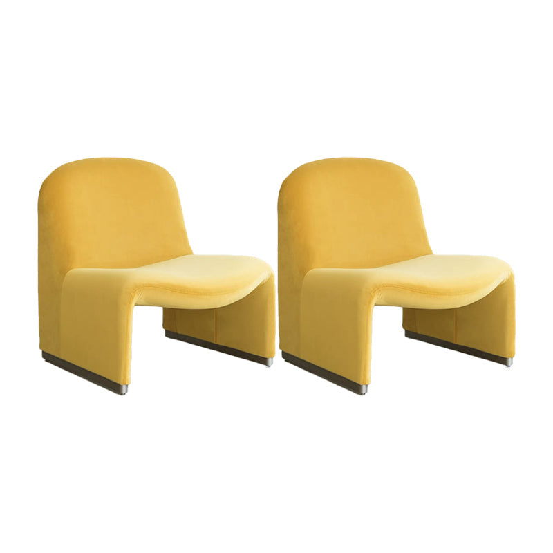 Mid-century Modern Side Chair Armless Fixed Back Accent Armchair for Bedroom Yellow Flannel 2 Piece Set Clearhalo 'Accent Chairs' 'accent_chairs' 'Chairs & Seating' 'furn' 'furn_accent_chairs' 'Furniture' 'Living Room Furniture' 6524103