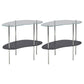 Modern Glass Side Table 4 Legs Double Tier Sofa Corner Table