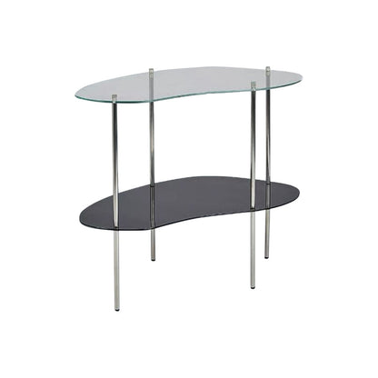 Modern Glass Side Table 4 Legs Double Tier Sofa Corner Table