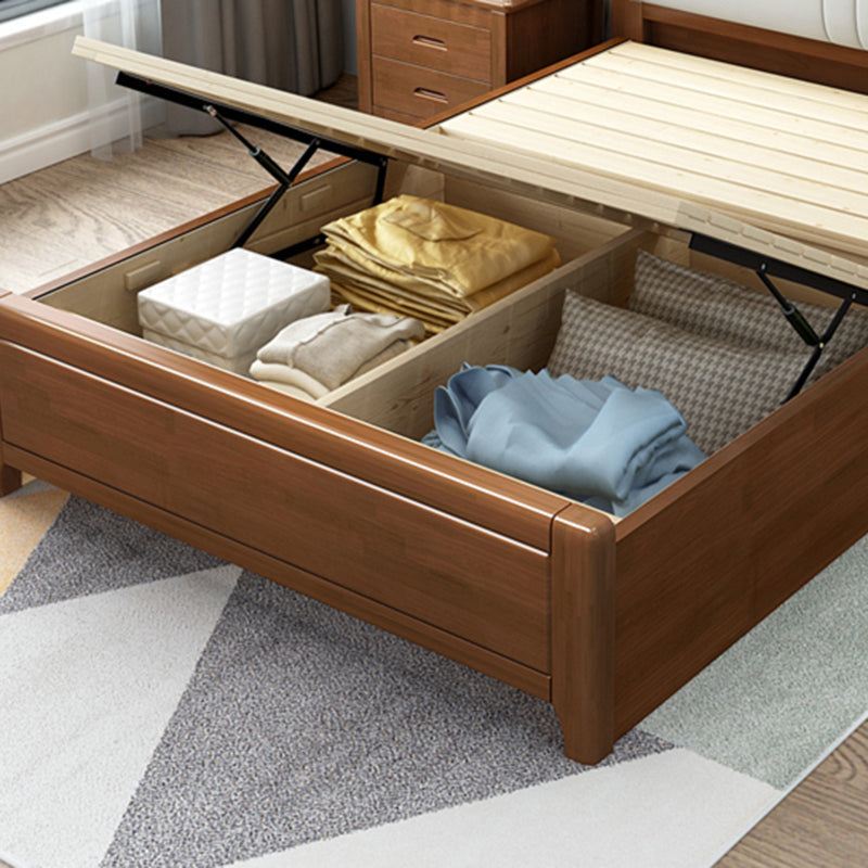 カスタムレッグ付きのソリッドウッドフットボードベッドヘッドボードベッド