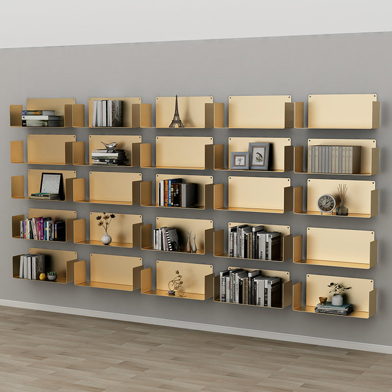 1 Shelf Closed Back Bookshelf Glam Metal Floating Horizontal Bookcase Clearhalo 'Bookcases' 'furn' 'furn_bookcases' 'Furniture' 'Office Furniture' 6524415