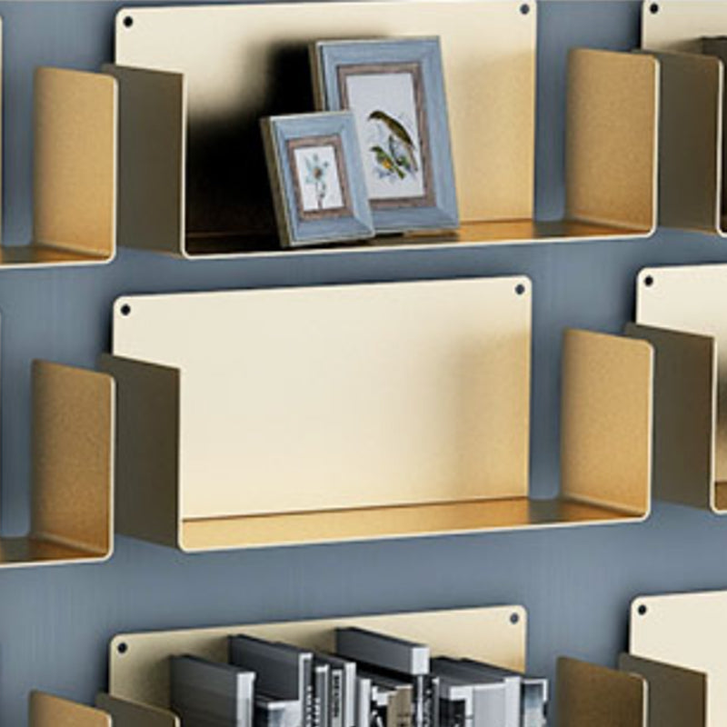 1 Shelf Closed Back Bookshelf Glam Metal Floating Horizontal Bookcase Clearhalo 'Bookcases' 'furn' 'furn_bookcases' 'Furniture' 'Office Furniture' 6524427