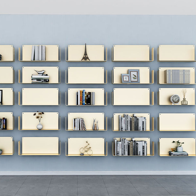 1 Shelf Closed Back Bookshelf Glam Metal Floating Horizontal Bookcase Clearhalo 'Bookcases' 'furn' 'furn_bookcases' 'Furniture' 'Office Furniture' 6524430