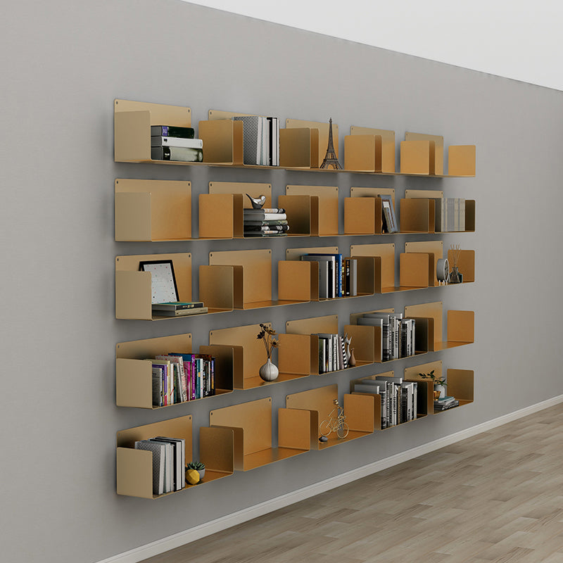 1 Shelf Closed Back Bookshelf Glam Metal Floating Horizontal Bookcase Clearhalo 'Bookcases' 'furn' 'furn_bookcases' 'Furniture' 'Office Furniture' 6524432