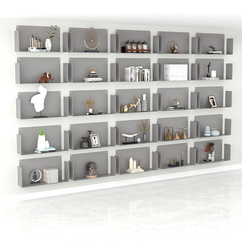 Metal Closed Back Bookshelf Contemporary Floating Bookcase with Shelves