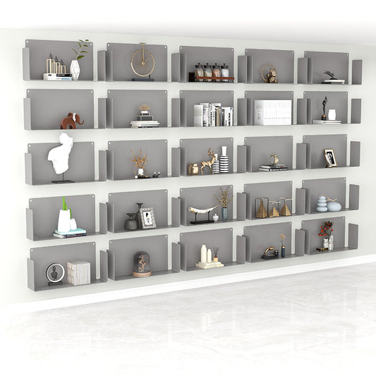 Metal Closed Back Bookshelf Contemporary Floating Bookcase with Shelves