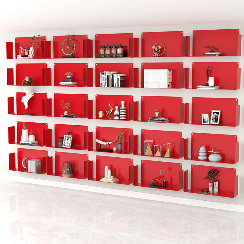 Metal Closed Back Bookshelf Contemporary Floating Bookcase with Shelves