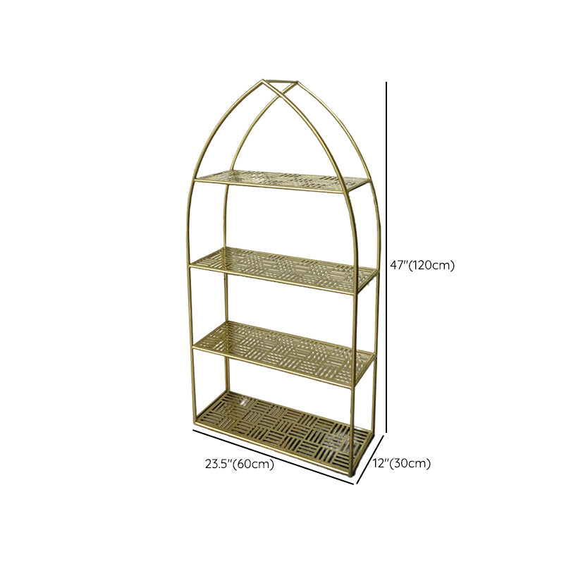 Glam Gold Bookshelf Standard Metal Bookcase with Shelves for Home Office