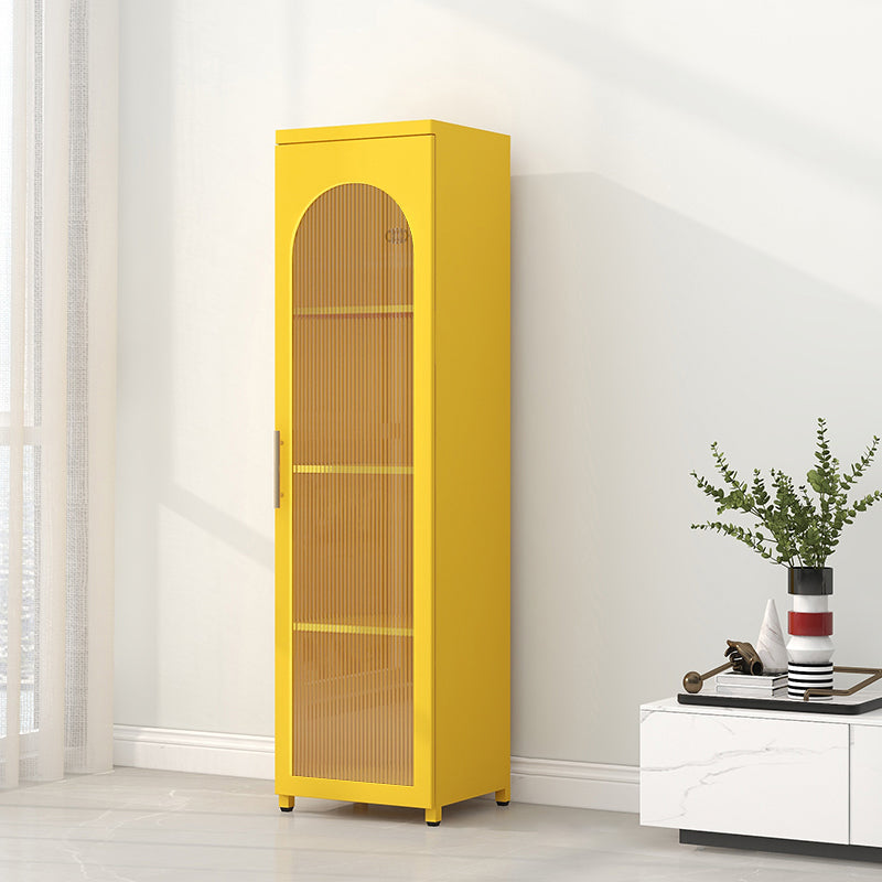 Scandinavian Metal Bookshelf Standard Closed Back Bookcase with Cabinets 16"L x 14"W x 59"H Yellow Vertical Glass Clearhalo 'Bookcases' 'furn' 'furn_bookcases' 'Furniture' 'Office Furniture' 6524600