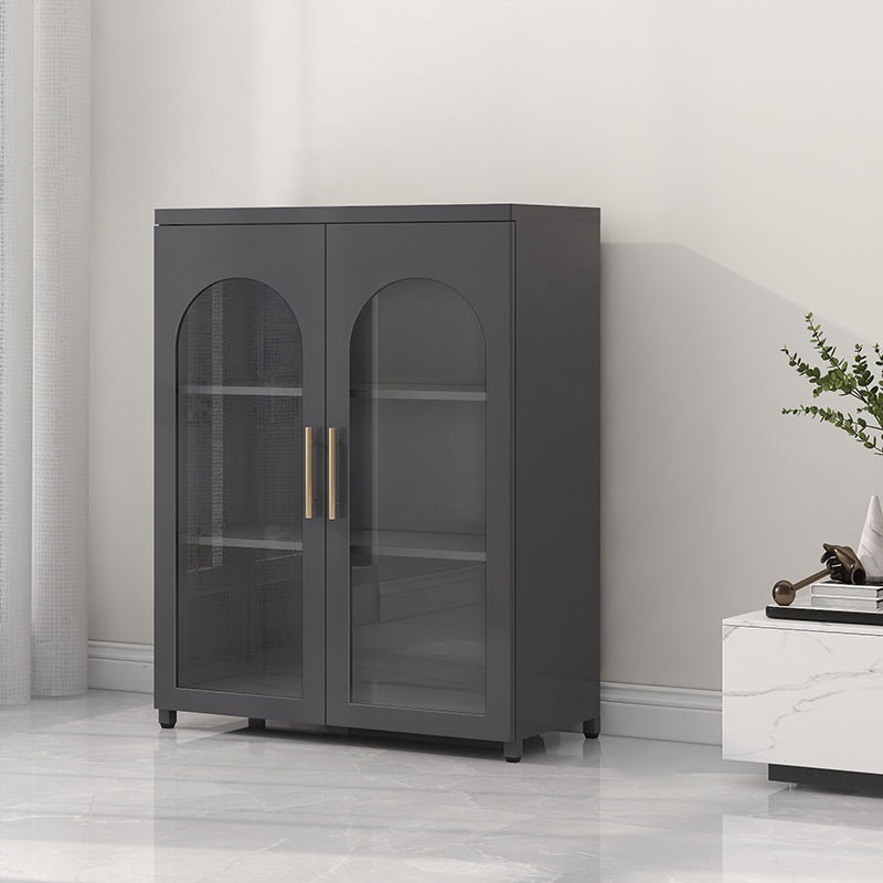 Scandinavian Metal Bookshelf Standard Closed Back Bookcase with Cabinets 31.5"L x 13.8"W x 40"H Black Tempered Glass Clearhalo 'Bookcases' 'furn' 'furn_bookcases' 'Furniture' 'Office Furniture' 6524605