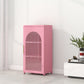 Scandinavian Metal Bookshelf Standard Closed Back Bookcase with Cabinets 19.7"L x 13.8"W x 40"H Pink Vertical Glass Clearhalo 'Bookcases' 'furn' 'furn_bookcases' 'Furniture' 'Office Furniture' 6524608