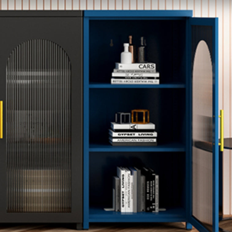 Scandinavian Metal Bookshelf Standard Closed Back Bookcase with Cabinets Clearhalo 'Bookcases' 'furn' 'furn_bookcases' 'Furniture' 'Office Furniture' 6524611