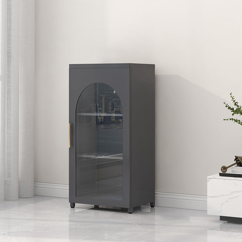 Scandinavian Metal Bookshelf Standard Closed Back Bookcase with Cabinets 19.7"L x 13.8"W x 40"H Black Tempered Glass Clearhalo 'Bookcases' 'furn' 'furn_bookcases' 'Furniture' 'Office Furniture' 6524613