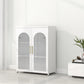 Scandinavian Metal Bookshelf Standard Closed Back Bookcase with Cabinets 31.5"L x 13.8"W x 40"H White Vertical Glass Clearhalo 'Bookcases' 'furn' 'furn_bookcases' 'Furniture' 'Office Furniture' 6524615