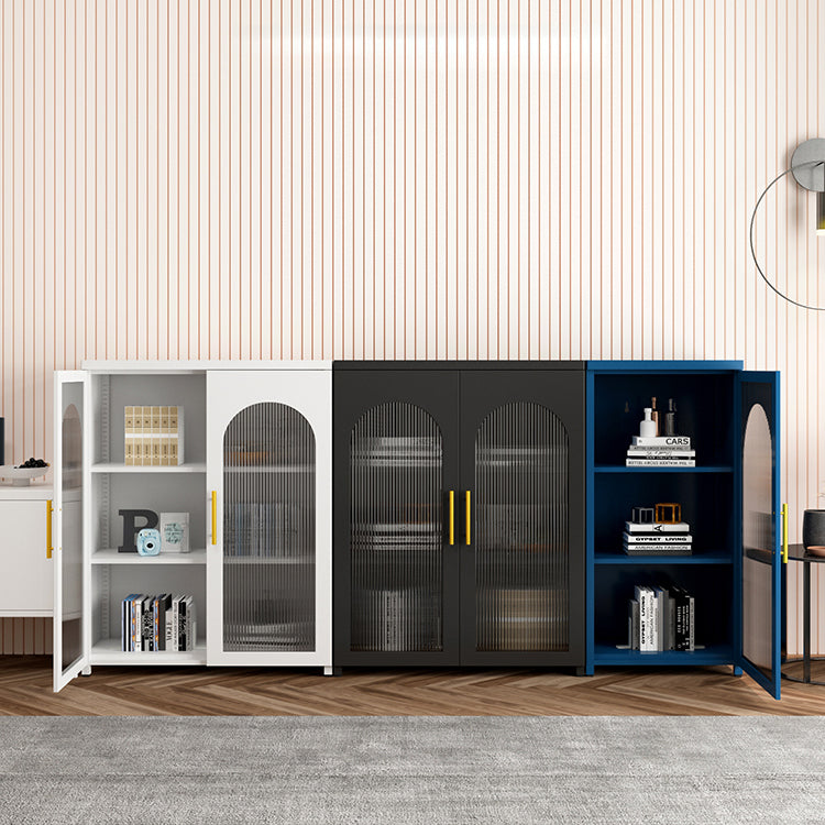 Scandinavian Metal Bookshelf Standard Closed Back Bookcase with Cabinets Clearhalo 'Bookcases' 'furn' 'furn_bookcases' 'Furniture' 'Office Furniture' 6524621