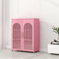 Scandinavian Metal Bookshelf Standard Closed Back Bookcase with Cabinets 31.5"L x 13.8"W x 40"H Pink Vertical Glass Clearhalo 'Bookcases' 'furn' 'furn_bookcases' 'Furniture' 'Office Furniture' 6524622