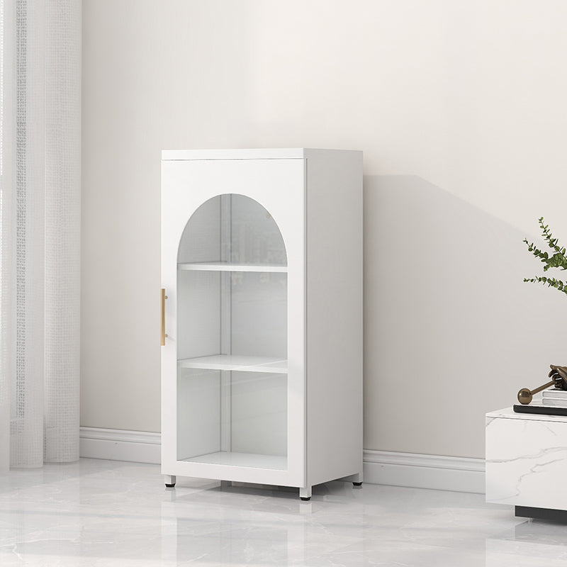 Scandinavian Metal Bookshelf Standard Closed Back Bookcase with Cabinets 19.7"L x 13.8"W x 40"H White Tempered Glass Clearhalo 'Bookcases' 'furn' 'furn_bookcases' 'Furniture' 'Office Furniture' 6524626