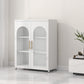 Scandinavian Metal Bookshelf Standard Closed Back Bookcase with Cabinets 31.5"L x 13.8"W x 40"H White Tempered Glass Clearhalo 'Bookcases' 'furn' 'furn_bookcases' 'Furniture' 'Office Furniture' 6524630