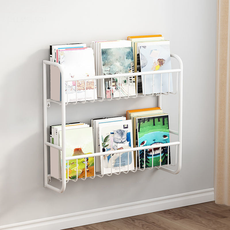 Metal Floating Scandinavian Bookcase Closed Back Bookshelf with Shelves 26"L x 5"W x 20"H White Clearhalo 'Bookcases' 'furn' 'furn_bookcases' 'Furniture' 'Office Furniture' 6524650