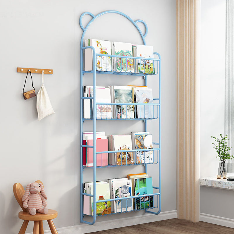 Metal Floating Scandinavian Bookcase Closed Back Bookshelf with Shelves 20"L x 5"W x 56"H Blue Clearhalo 'Bookcases' 'furn' 'furn_bookcases' 'Furniture' 'Office Furniture' 6524665