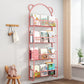 Metal Floating Scandinavian Bookcase Closed Back Bookshelf with Shelves 20"L x 5"W x 56"H Pink Clearhalo 'Bookcases' 'furn' 'furn_bookcases' 'Furniture' 'Office Furniture' 6524669