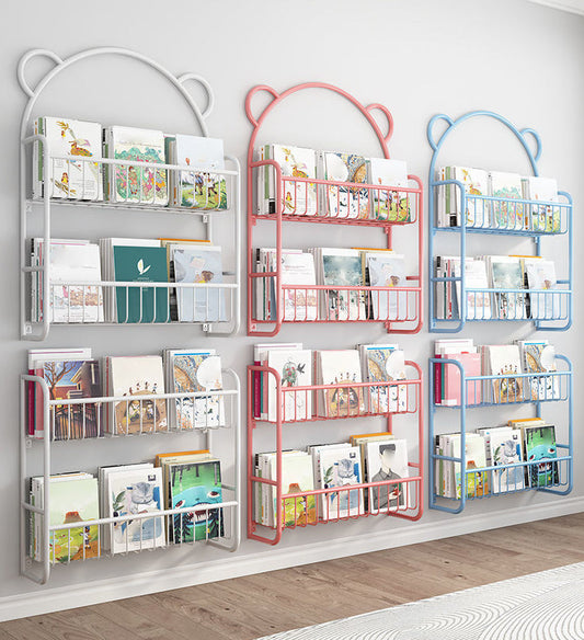 Metal Closed Back Bookshelf Scandinavian Wall Mounted Bookcase Clearhalo 'Bookcases' 'furn' 'furn_bookcases' 'Furniture' 'Office Furniture' 6524722