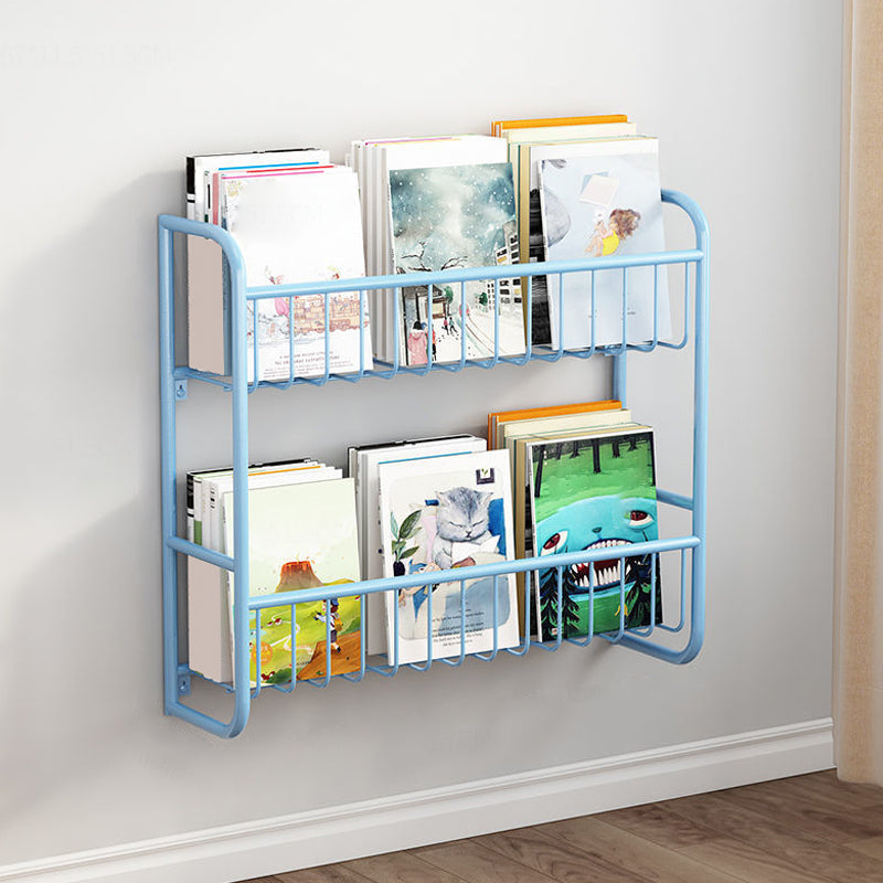 Metal Closed Back Bookshelf Scandinavian Wall Mounted Bookcase 20"L x 5"W x 20"H Blue Clearhalo 'Bookcases' 'furn' 'furn_bookcases' 'Furniture' 'Office Furniture' 6524723