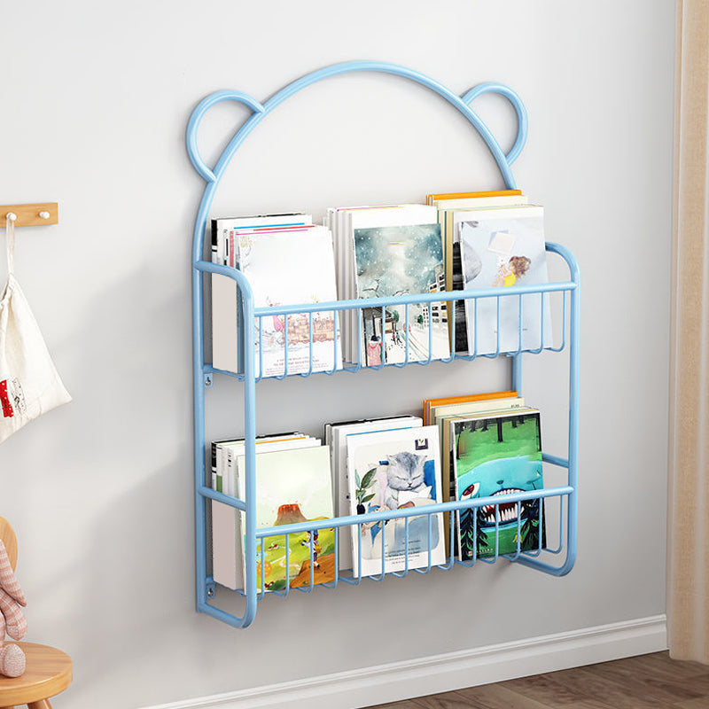 Metal Closed Back Bookshelf Scandinavian Wall Mounted Bookcase 20.5"L x 4.5"W x 30.5"H Blue Clearhalo 'Bookcases' 'furn' 'furn_bookcases' 'Furniture' 'Office Furniture' 6524735