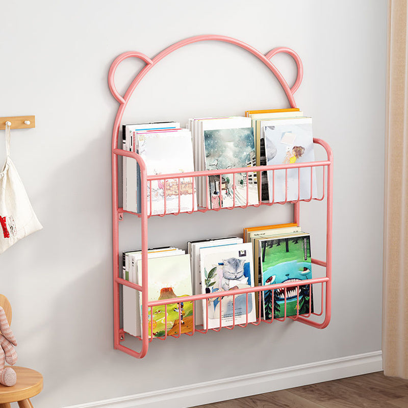 Metal Closed Back Bookshelf Scandinavian Wall Mounted Bookcase 20.5"L x 4.5"W x 30.5"H Pink Clearhalo 'Bookcases' 'furn' 'furn_bookcases' 'Furniture' 'Office Furniture' 6524738