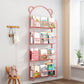 Metal Closed Back Bookshelf Scandinavian Wall Mounted Bookcase 26"L x 5"W x 60"H Pink Clearhalo 'Bookcases' 'furn' 'furn_bookcases' 'Furniture' 'Office Furniture' 6524754