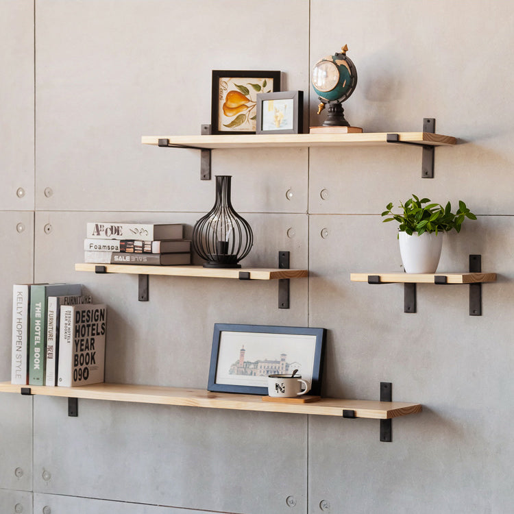 Contemporary Floating Bookshelf Wooden Natural Closed Back Bookcase