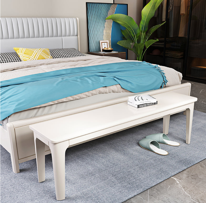 14-Inch Width Bedroom Bench Modern Style Solid Wood Seating Bench White Clearhalo 'Benches' 'Chairs & Seating' 'furn' 'furn_benches' 'Furniture' 'Living Room Furniture' 6524989