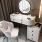 Glass/Stone Top Make-up Vanity Solid Wood Vanity Dressing Table with Storage Drawers
