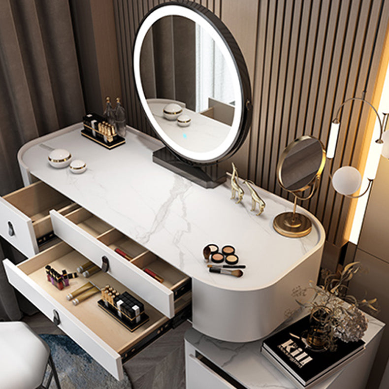 Glass/Stone Top Make-up Vanity Solid Wood Vanity Dressing Table with Storage Drawers