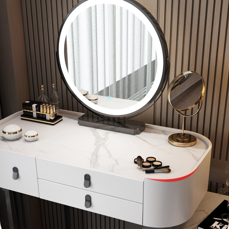 Glass/Stone Top Make-up Vanity Solid Wood Vanity Dressing Table with Storage Drawers